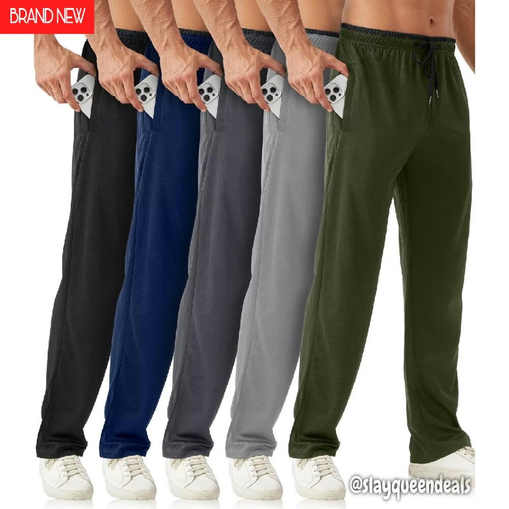Men's Sweatpants with Zipper Pockets, Mesh Joggers for Workout & Running